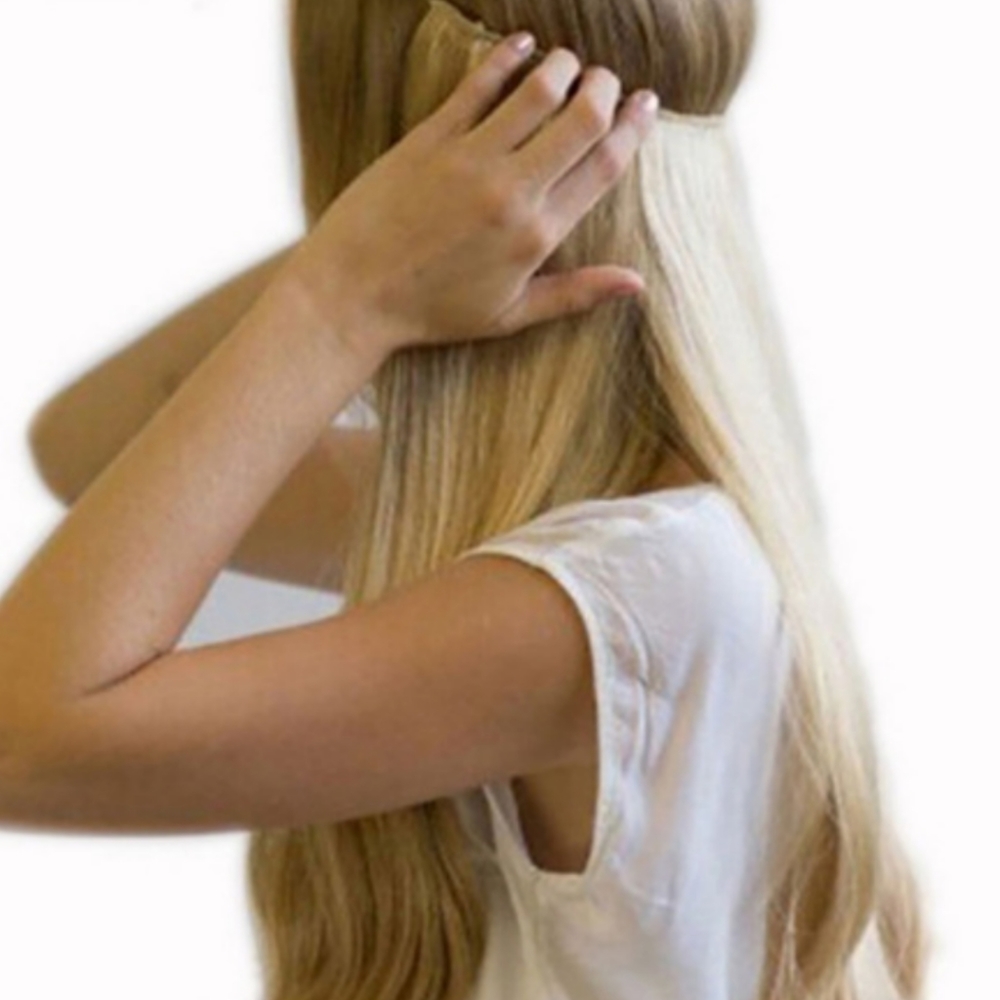 Invisible wire hair extensions.